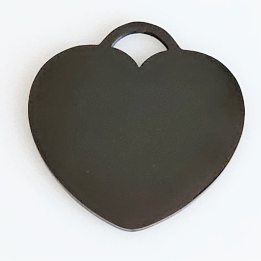Black Plated Stainless Steel - 1" Heart