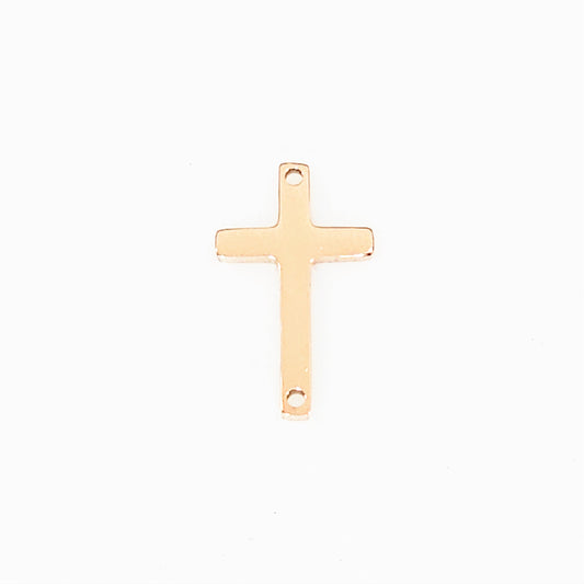 Rose Gold Plated Cross Charm - 11mm x 18mm