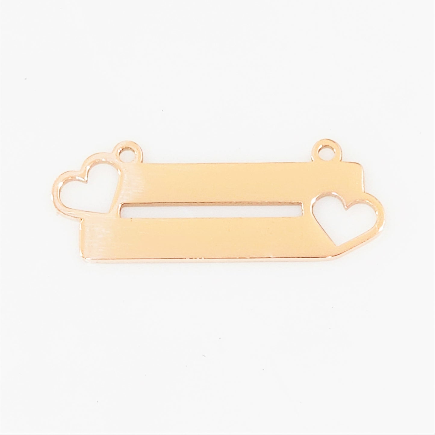 Rose Gold Plated Double Bar & Heart Rectangle - 13mm x 35mm