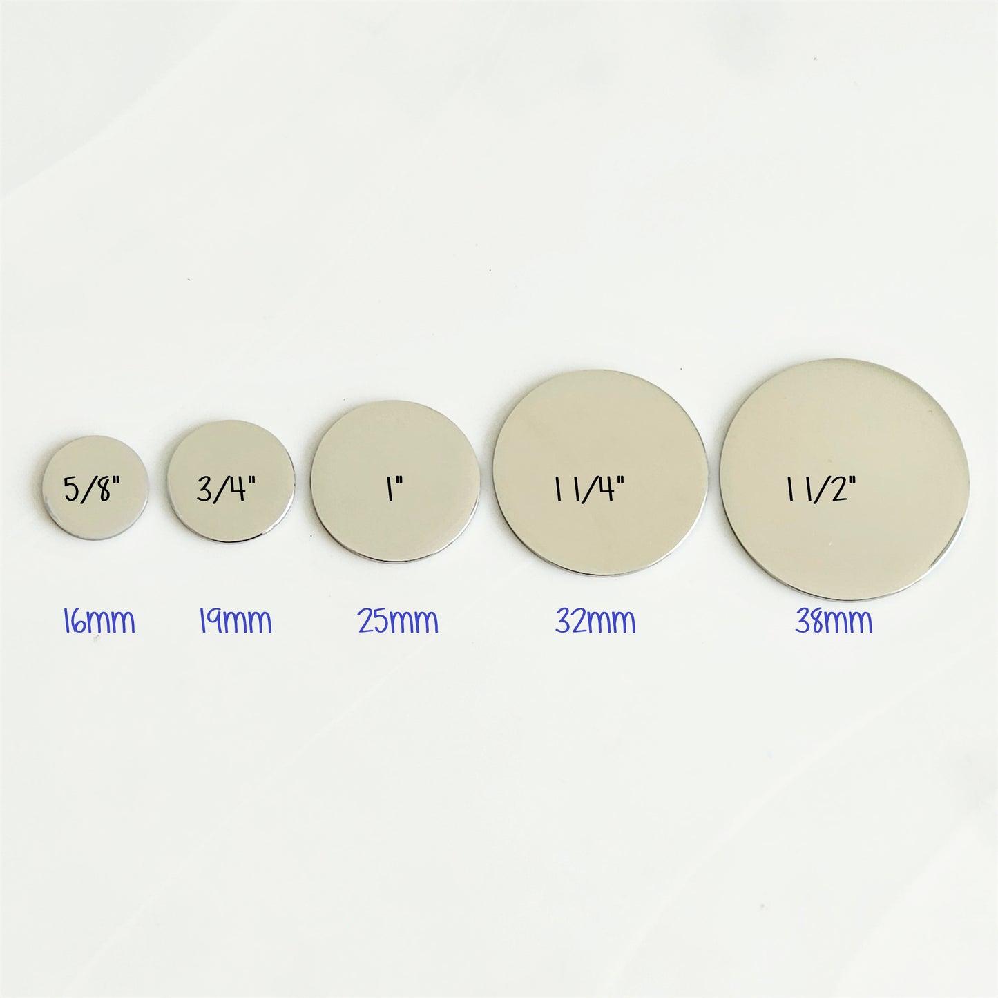Stainless Steel - 1 1/2" Circle (no hole)