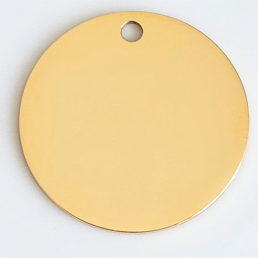 Gold Plated Stainless Steel - 1 1/2" Circle (with hole)