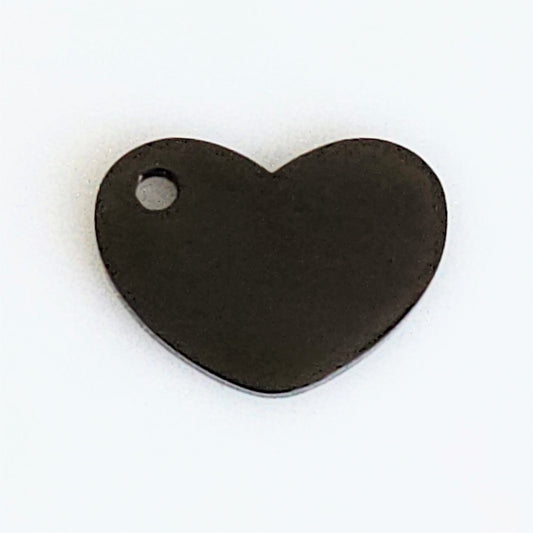 Black Plated Stainless Steel - 5/8" Heart (with hole)