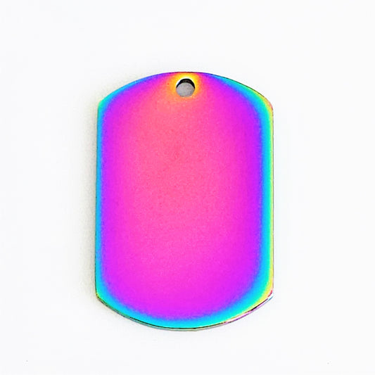 Rainbow Plated Stainless Steel - 3/4" x 1" Dog Tag