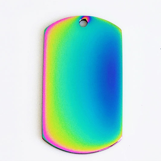 Rainbow Plated Stainless Steel - 1" x 1 3/4" Dog Tag