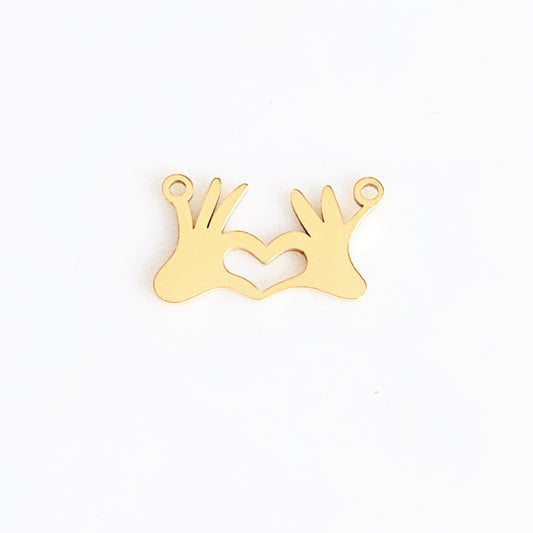 Heart Hands Charm - Gold Plated
