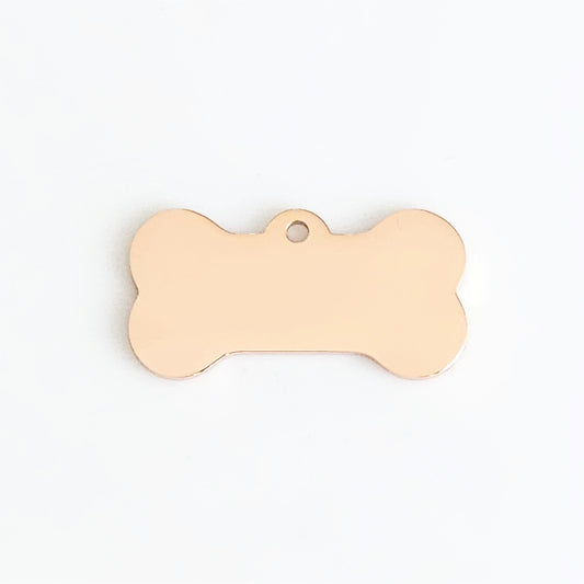 Dog Bone Charm - Rose Gold Plated - 16mm x 31mm