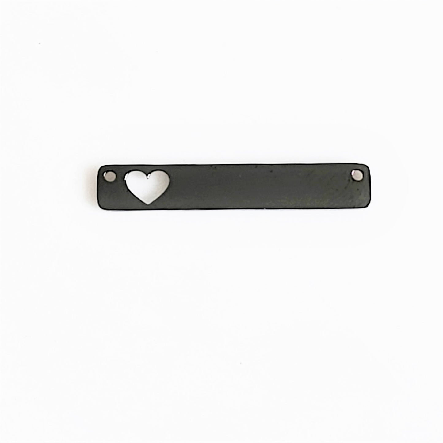 Black Plated Heart Rectangle - 6mm x 35mm
