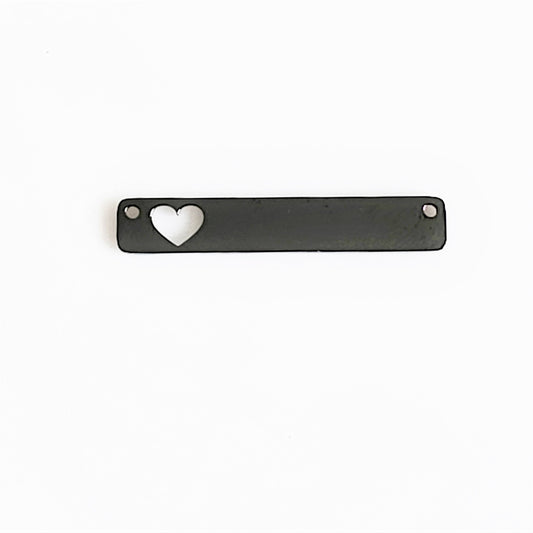 Black Plated Heart Rectangle - 6mm x 35mm