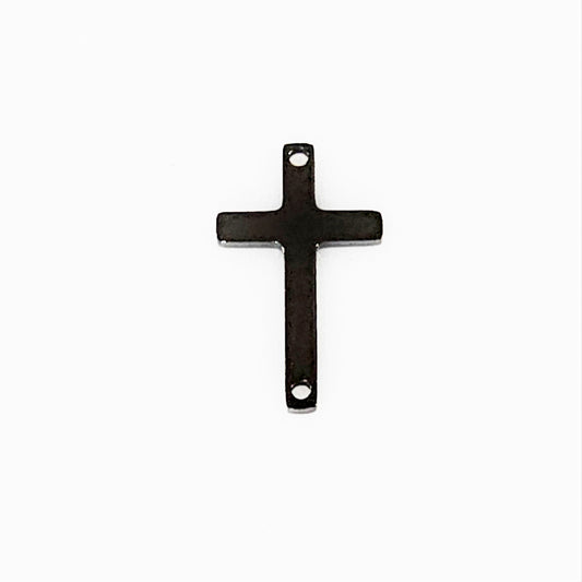 Black Plated Cross Charm - 11mm x 18mm