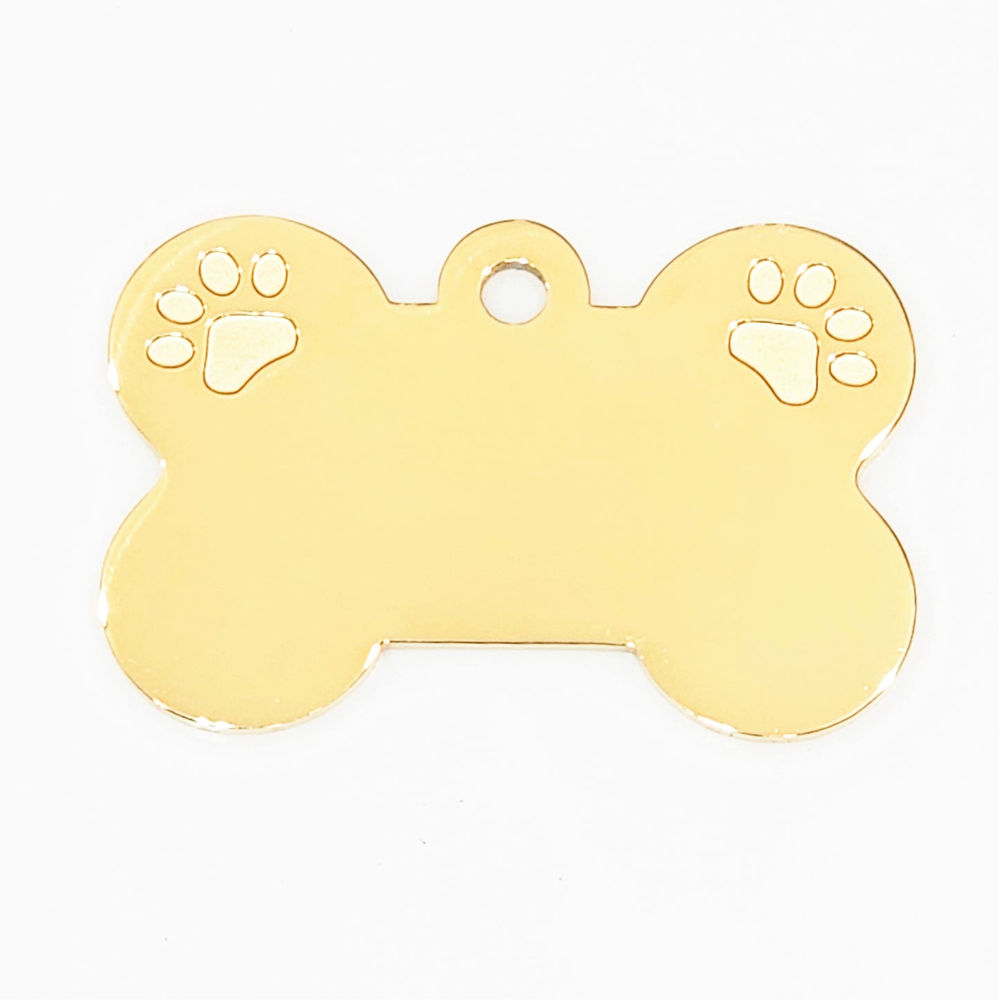 Gold Plated Dog Bone with Two Paws - 24mm x 36mm