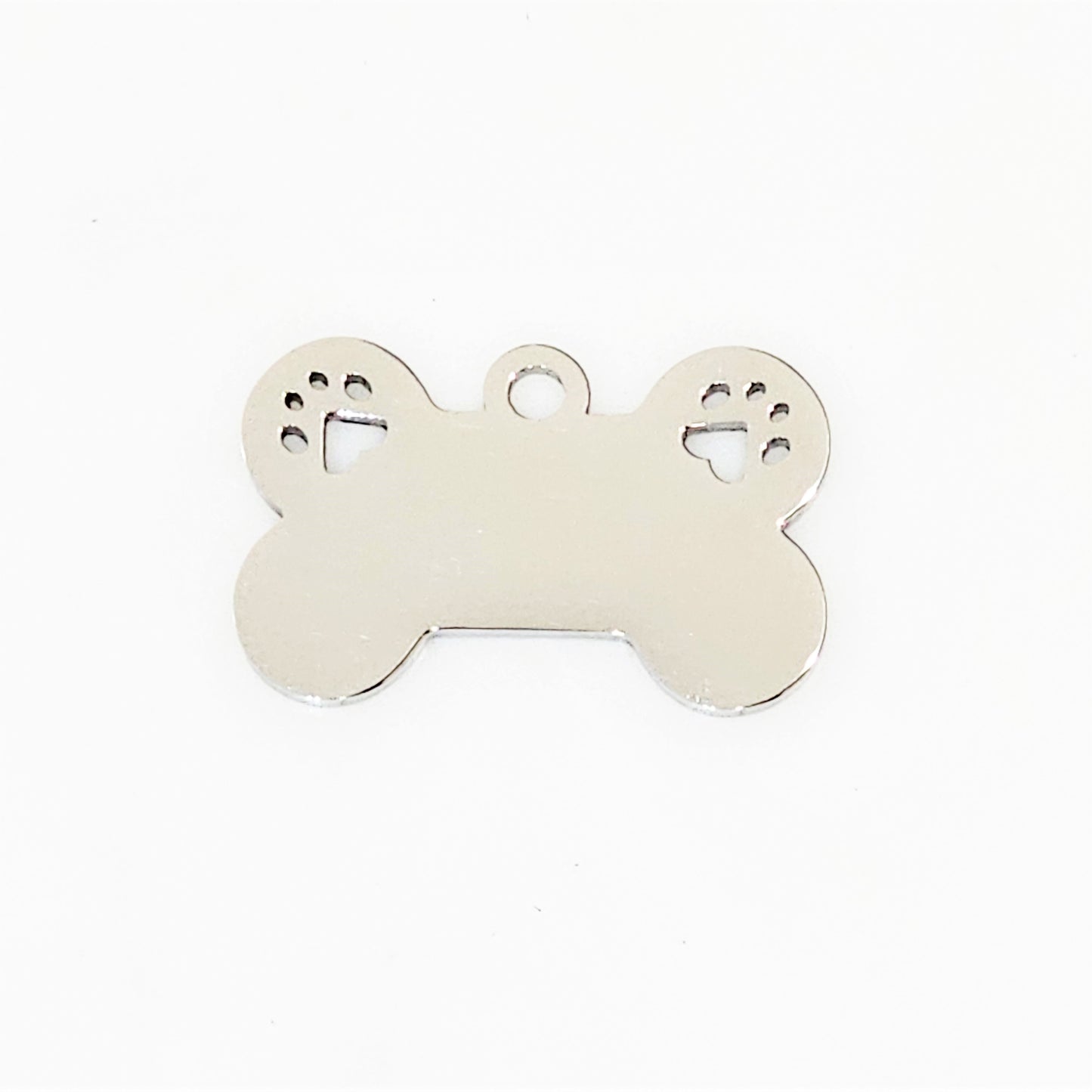 Stainless Steel Dog Bone with Two Paws - 16mm x 25mm