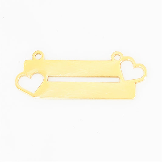 Gold Plated Double Bar & Heart Rectangle - 13mm x 35mm