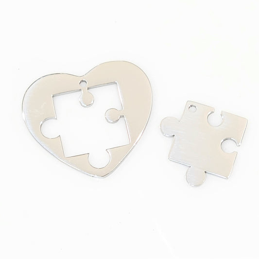 Heart & Puzzle Piece - Stainless Steel