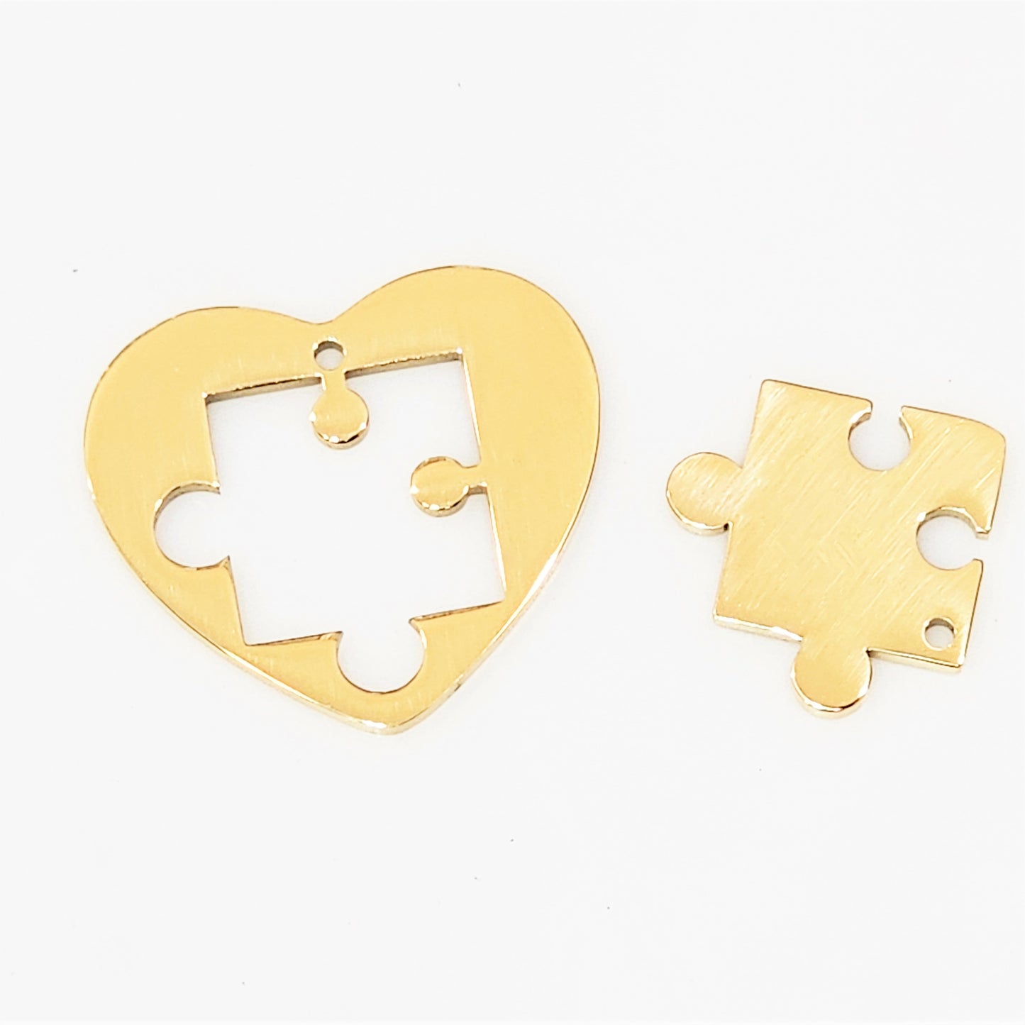 Heart & Puzzle Piece - Gold Plated
